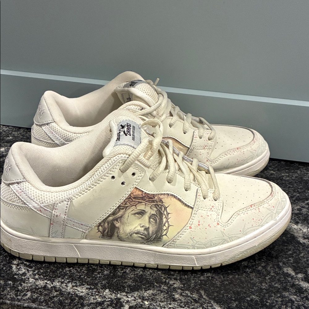 KITO Wares Jesus Christ Our Lord custom shoes. Low dunk. Men’s Size 10